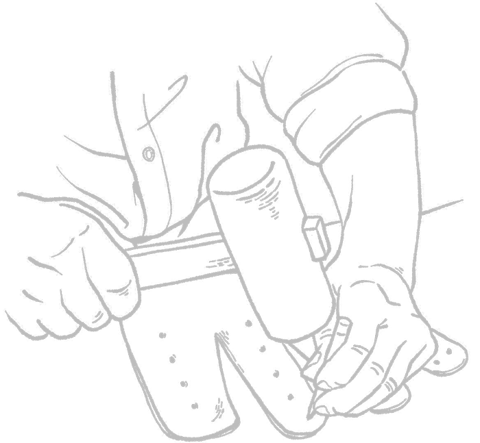 グローブの革に穴を開けるイラスト